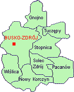 Mapa powiatu z podziałem na gminy