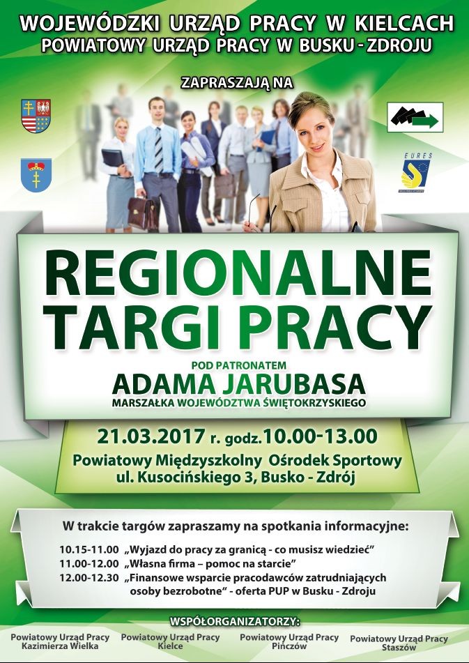 Plakat z wiadomościami nt targów pracy